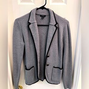 Ann Taylor Womens Blazer Cardigan Sweater Long Sleeves Collared Knit Gray Small
